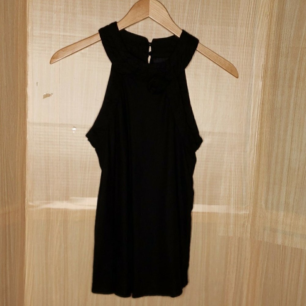 Cynthia Rowley Womens Black Linen Halter Top XL